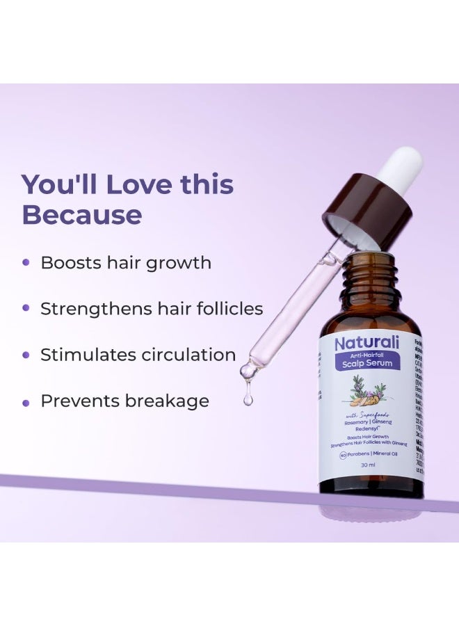 Naturali Anti-Hairfall Scalp Serum With Rosemary, Ginseng & Redensyl | Boosts Hair Growth | Strengthen Hair Follicles | Paraben-free | Best Anti-Hairfall Serum | 30ml - Image 2